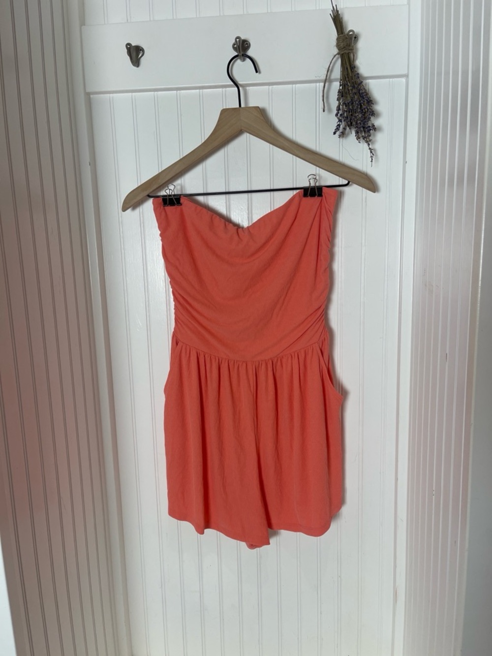 Strapless Coral short onesie